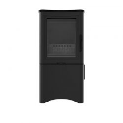 Piec stalowy koza KRATKI K5 Ø 150 7 kW wnęka na drewno czarne wyłożenie drzwiczki