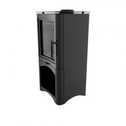 Piec stalowy koza KRATKI K5 Ø 150 7 kW wnęka na drewno czarne wyłożenie