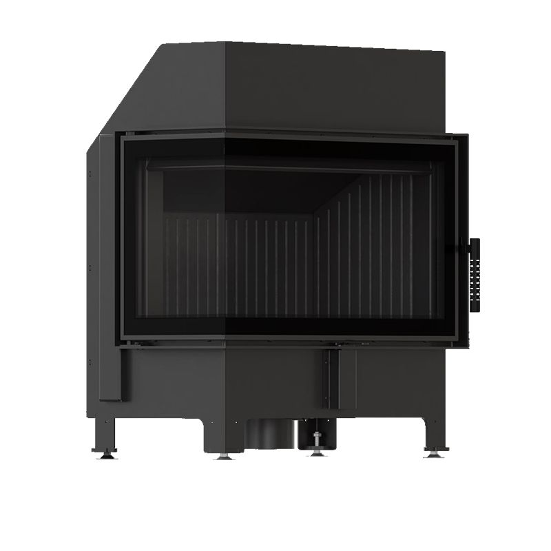 Kominek KRATKI ZIBI ECO 9,9 kW Ø 180 narożny lewy z domykaniem i czarnym wyłożeniem
