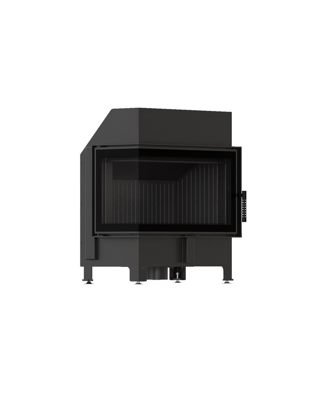 Kominek KRATKI ZIBI ECO 9,9 kW Ø 180 narożny lewy z domykaniem i czarnym wyłożeniem