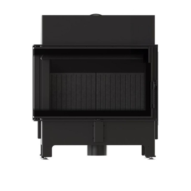 Kratki ZIBI ECO 9,9 kW Ø 180 narożny lewy z domykaniem i czarnym wyłożeniem – widok