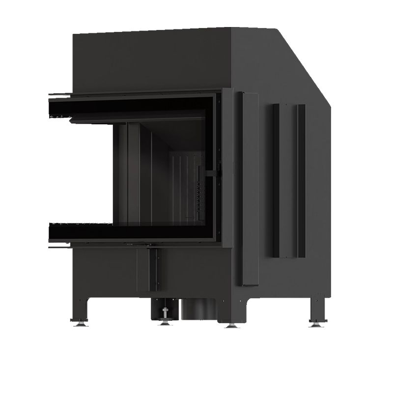 Kominek KRATKI ZIBI ECO 9,9 kW Ø 180 narożny lewy z domykaniem i czarnym wyłożeniem