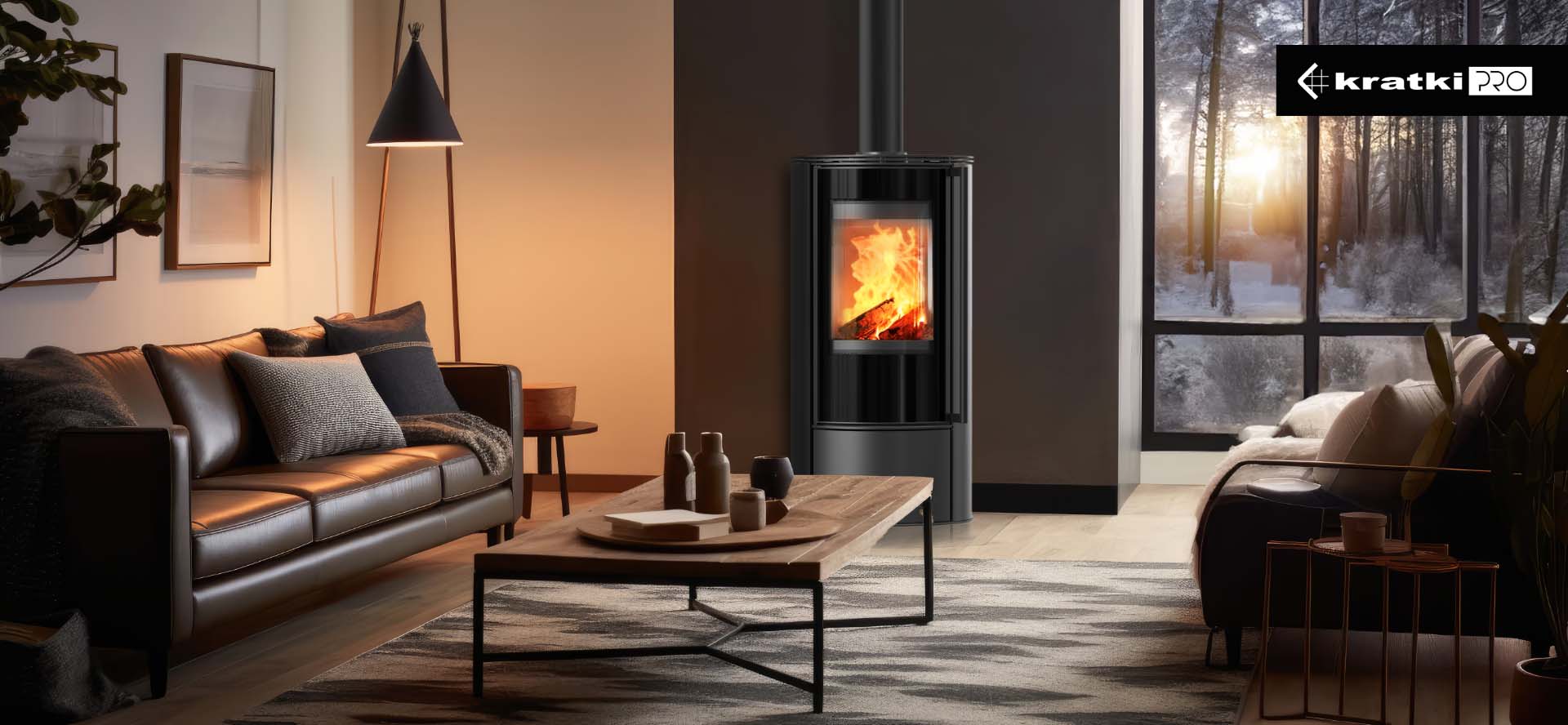 Wizualizacja pieca stalowego ERIK we wnętrzu