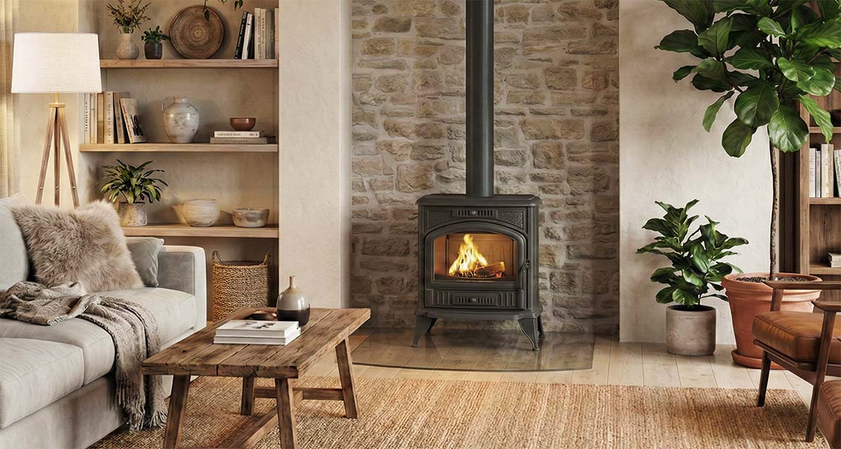 Wizualizacja pieca KOZA K6 we wnętrzu