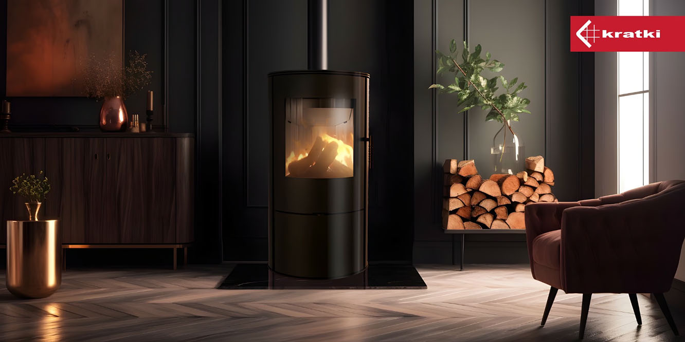 Wizualizacja pieca stalowego ROLLO we wnętrzu