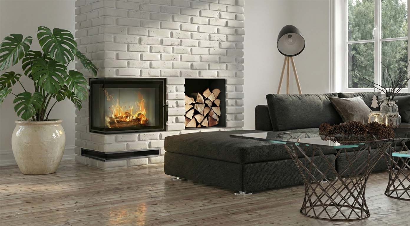 Wizualizacja kominka SIMPLE w salonie