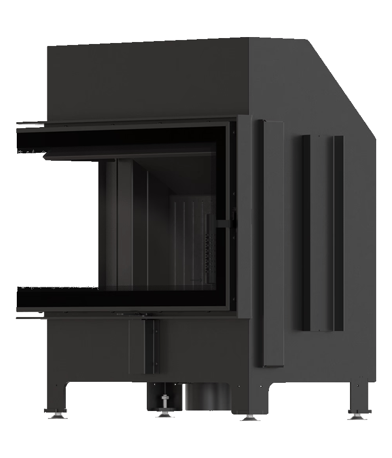 Wkład kominkowy narożny Kratki ZIBI ECO Prawy Czarny