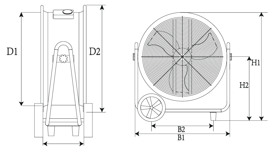 Rysunek wymiarowy wentylatora MTM-V24/2S